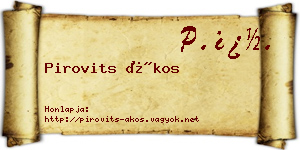 Pirovits Ákos névjegykártya